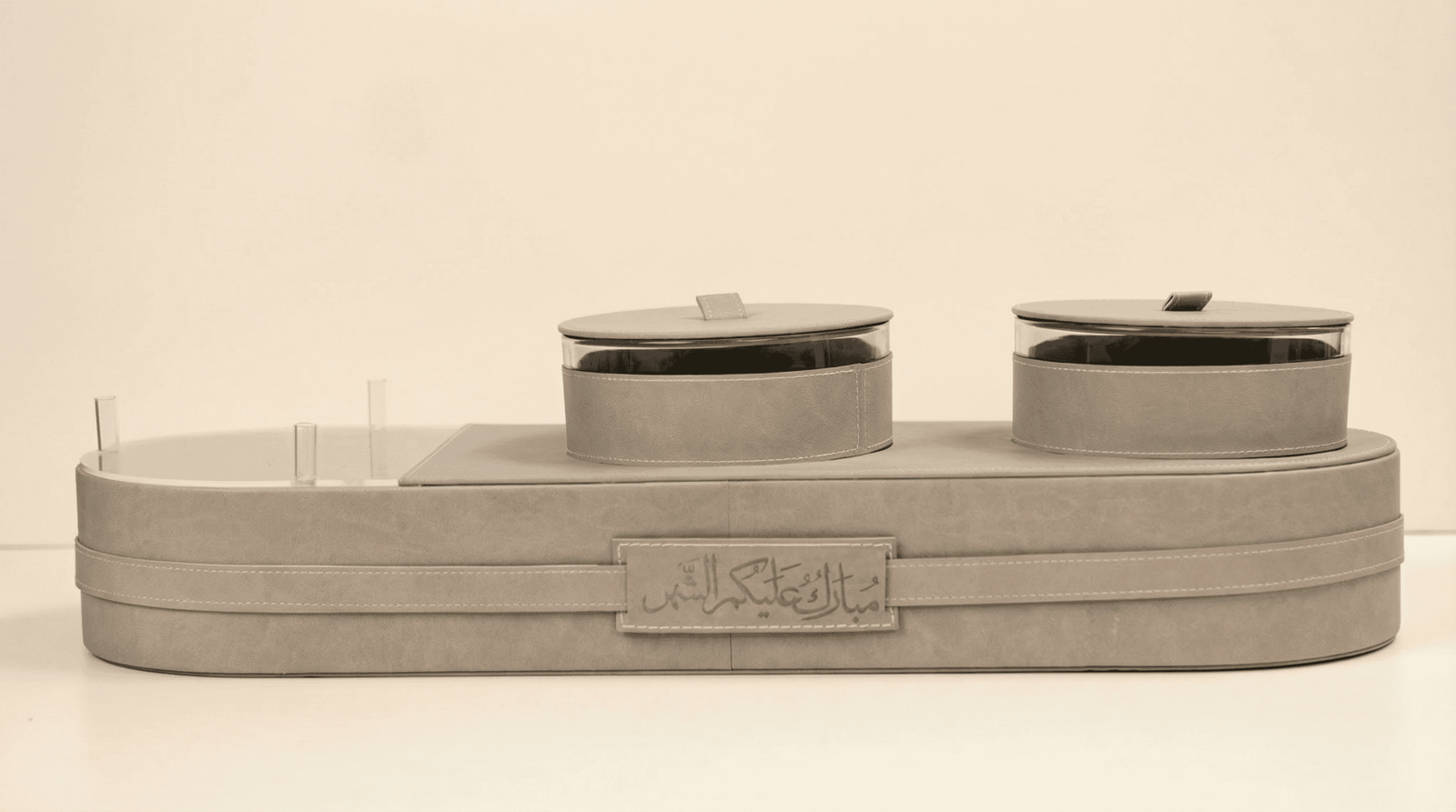 Elegant 2 jar set tray - beige - Image 1