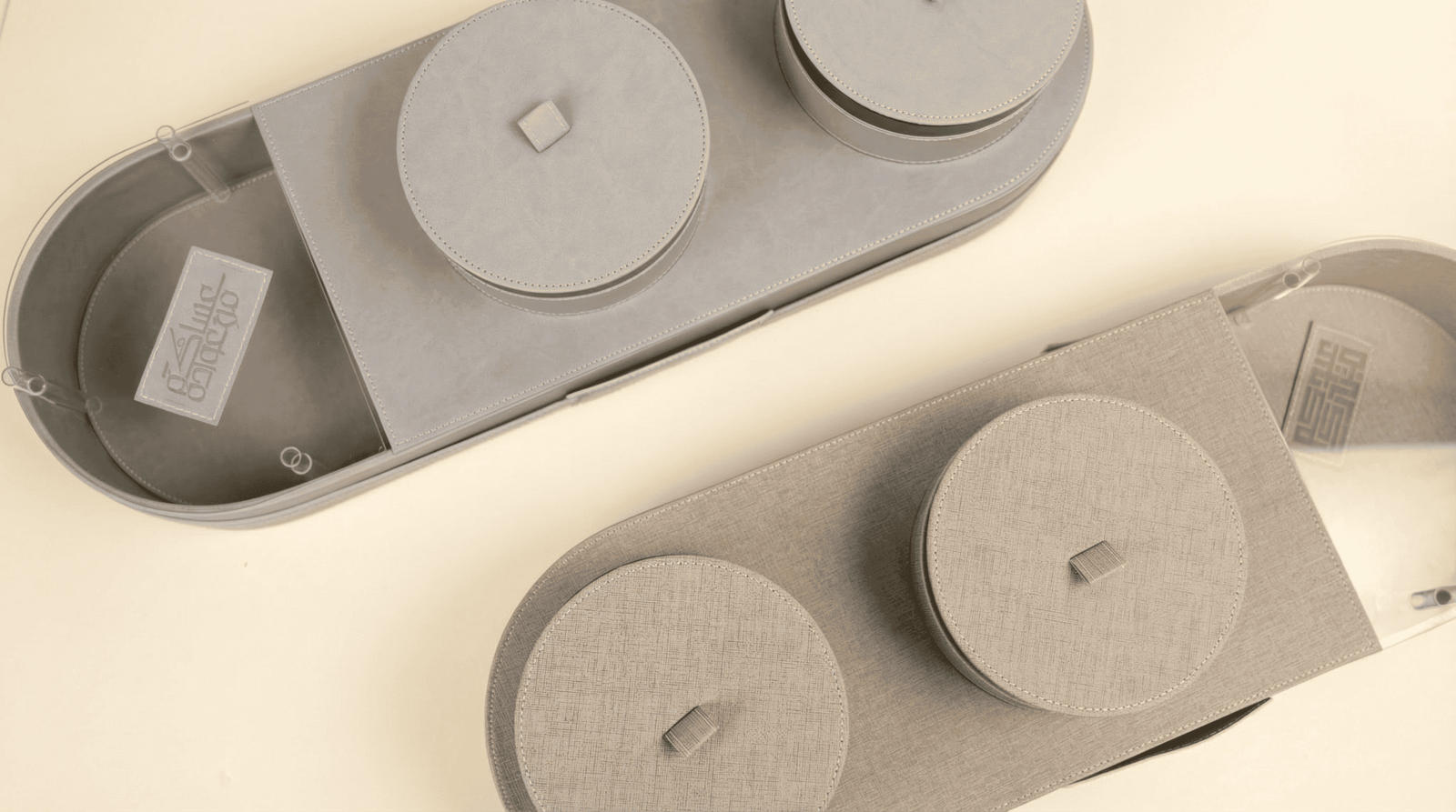 Elegant 2 jar set tray - beige - Image 2