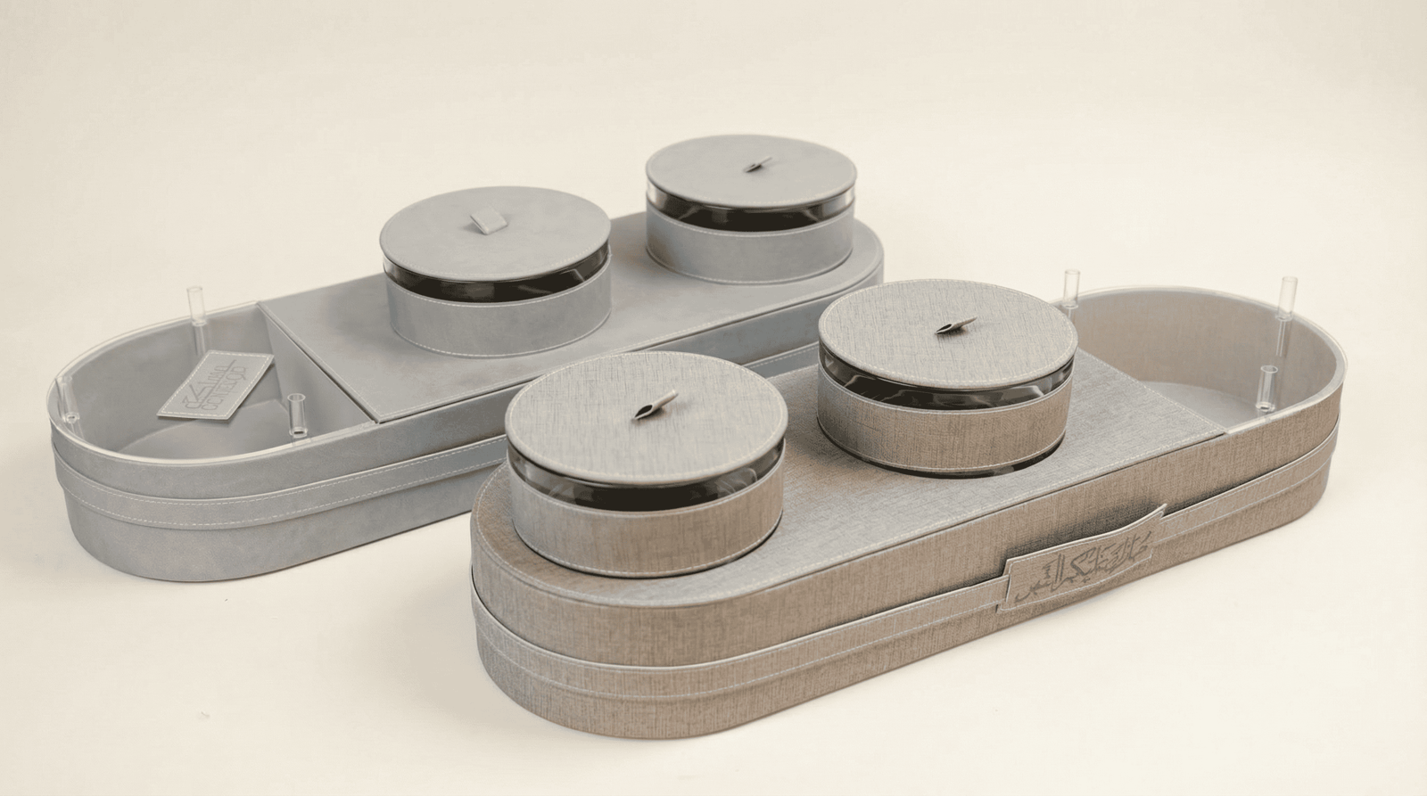 Elegant 2 jar set tray - beige - Image 4