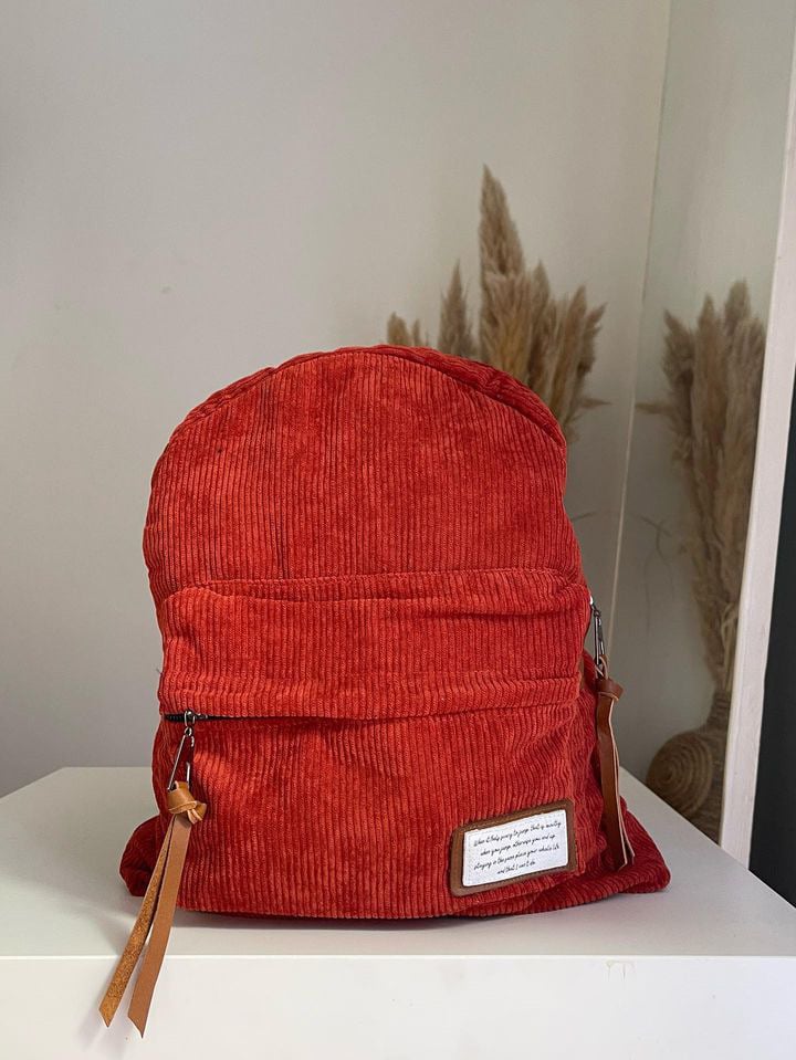 Velvet back bag - red - Image 1