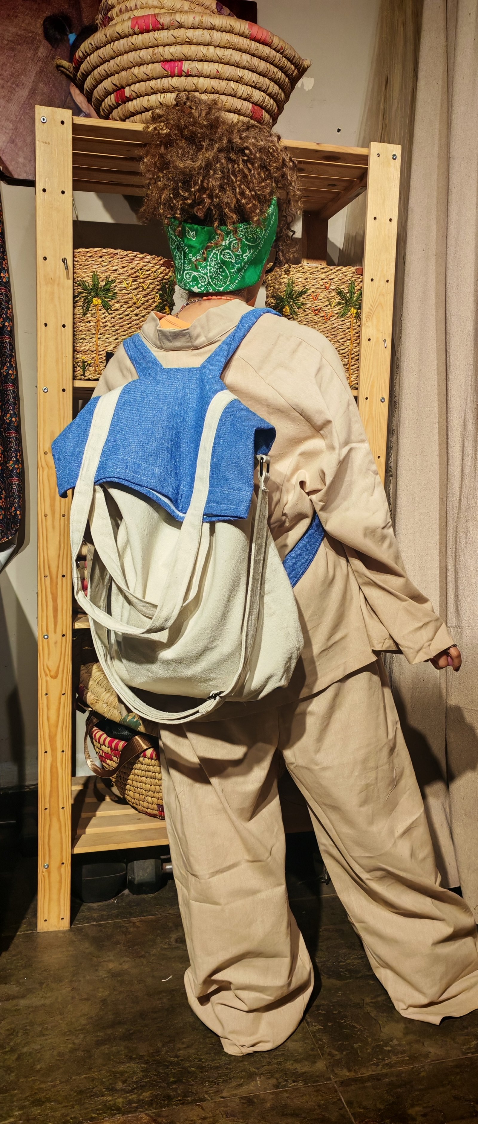 Backpack / Shoulder / Crossbody blue×off white Reda bag - Image 4