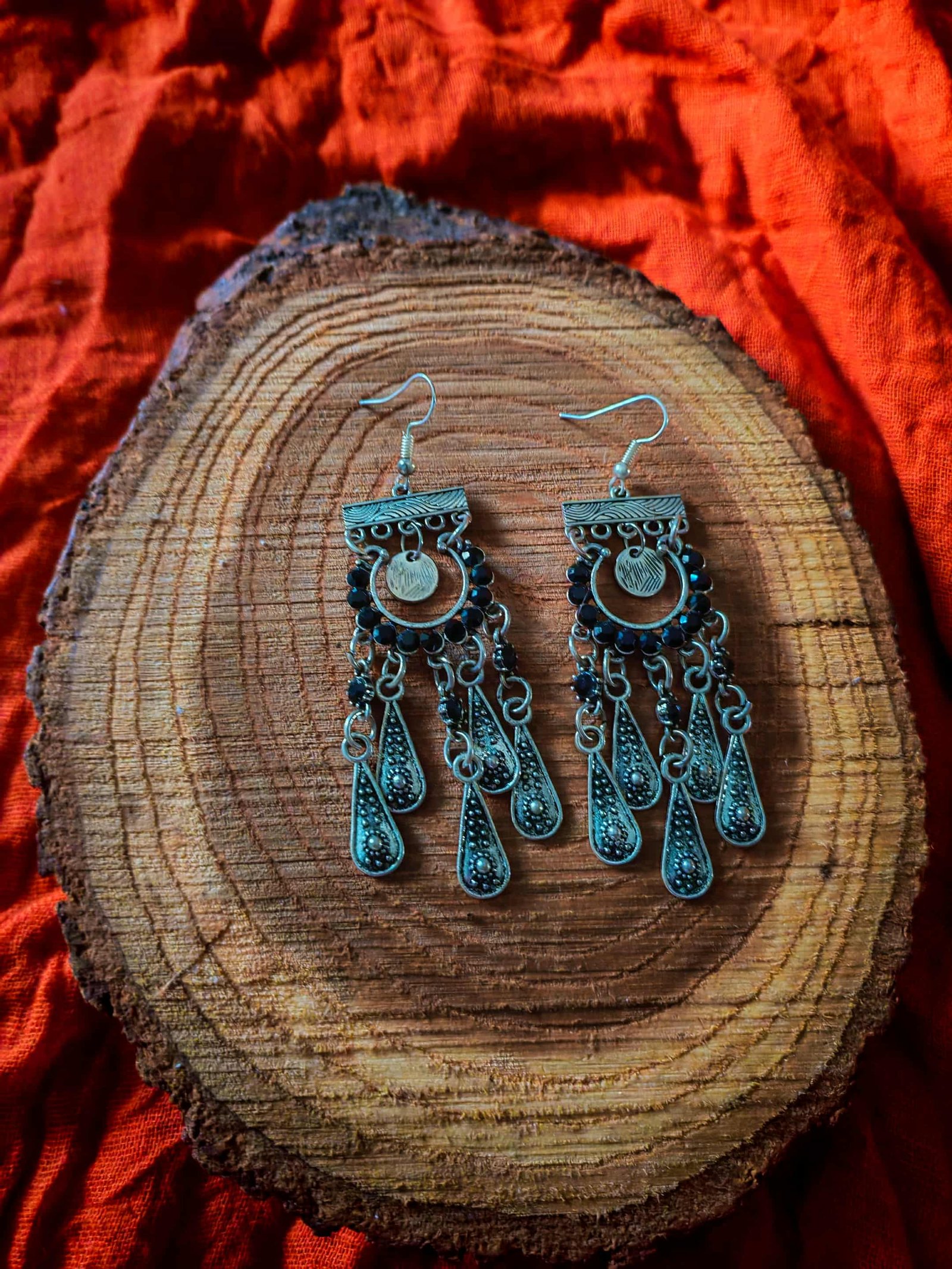 Boho style silver color with black crystals - Image 4