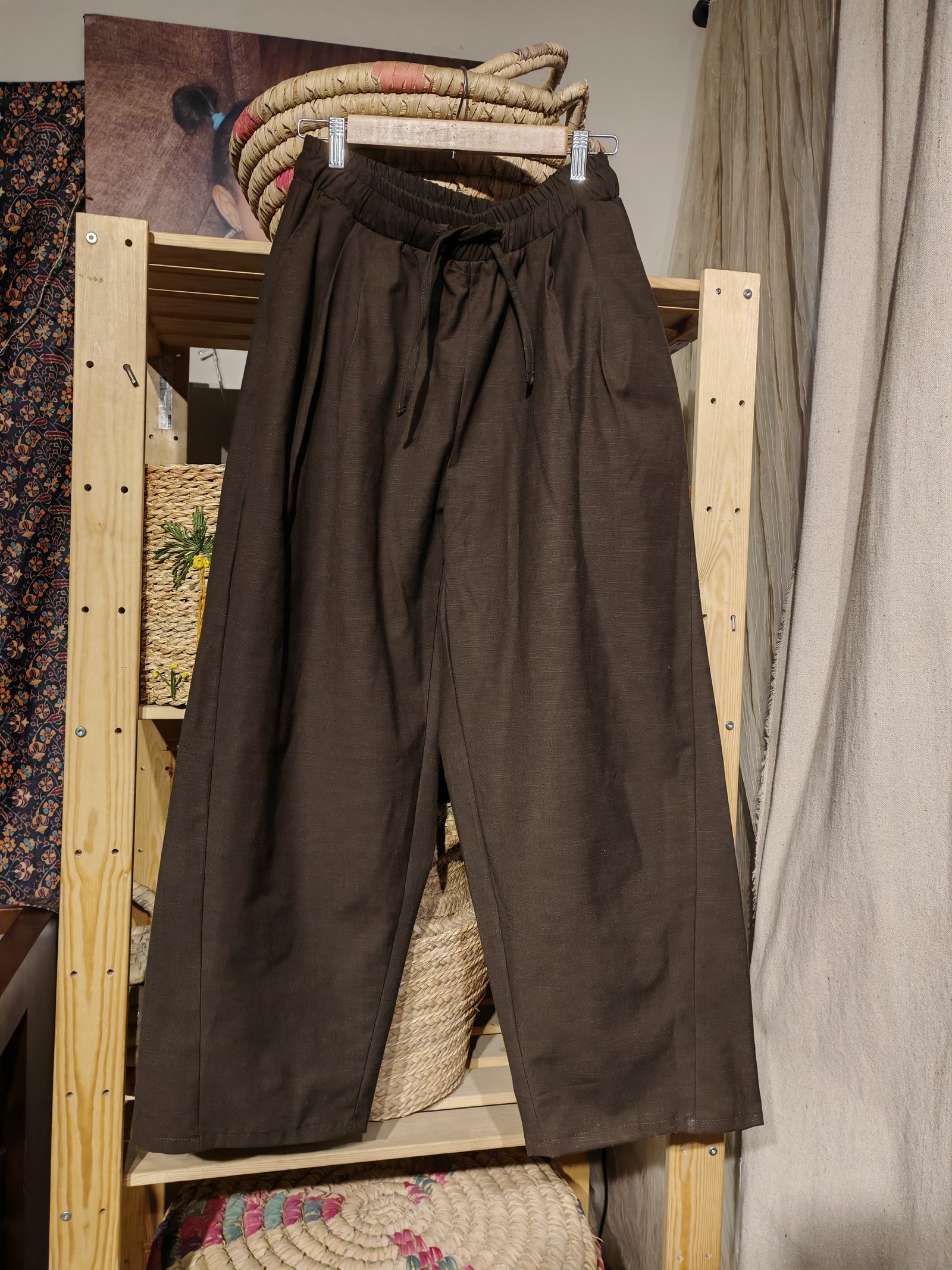 Brown balloon shape gabardin pants - Image 7