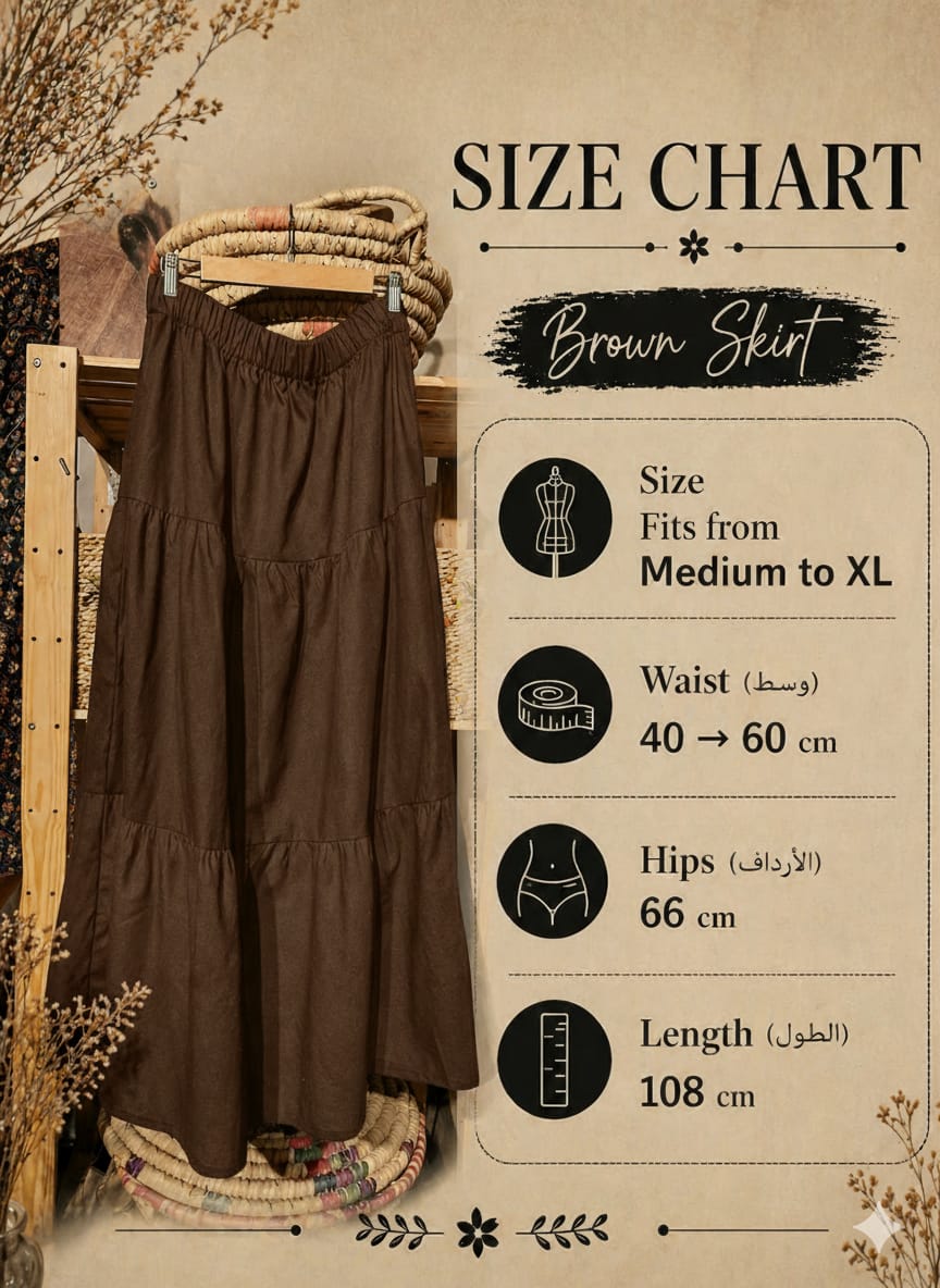 Boho Brown gabardin tiered skirt - Image 4
