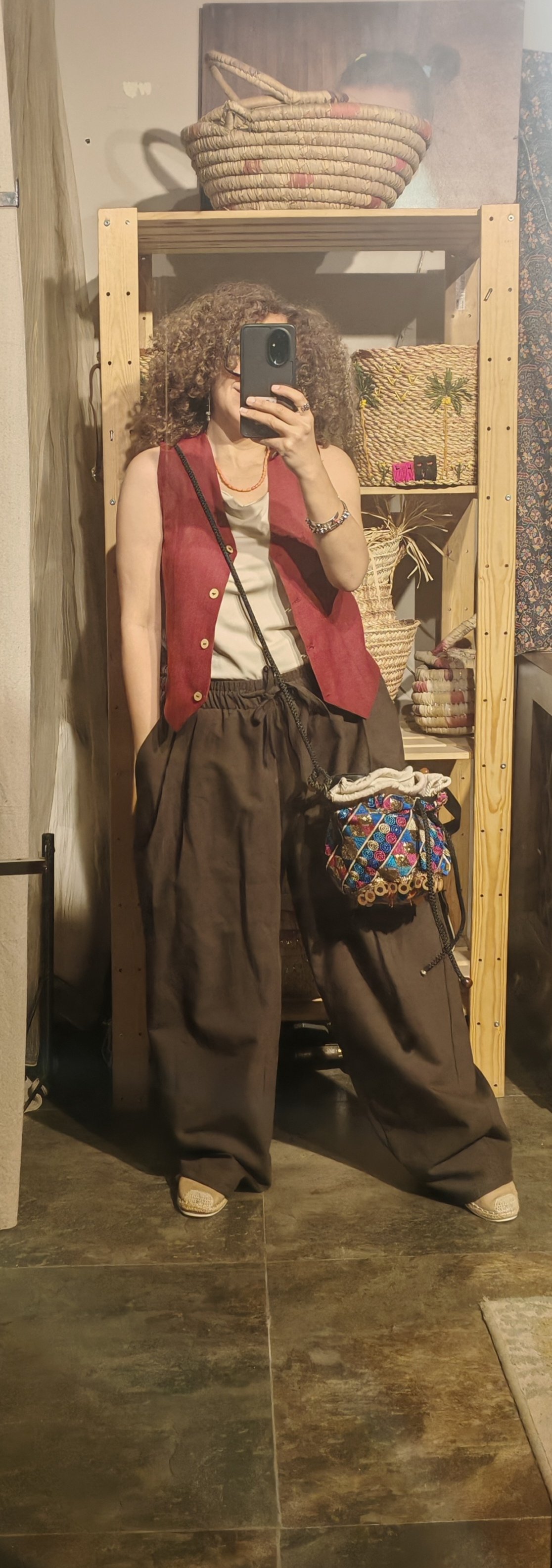 Brown balloon shape gabardin pants - Image 2
