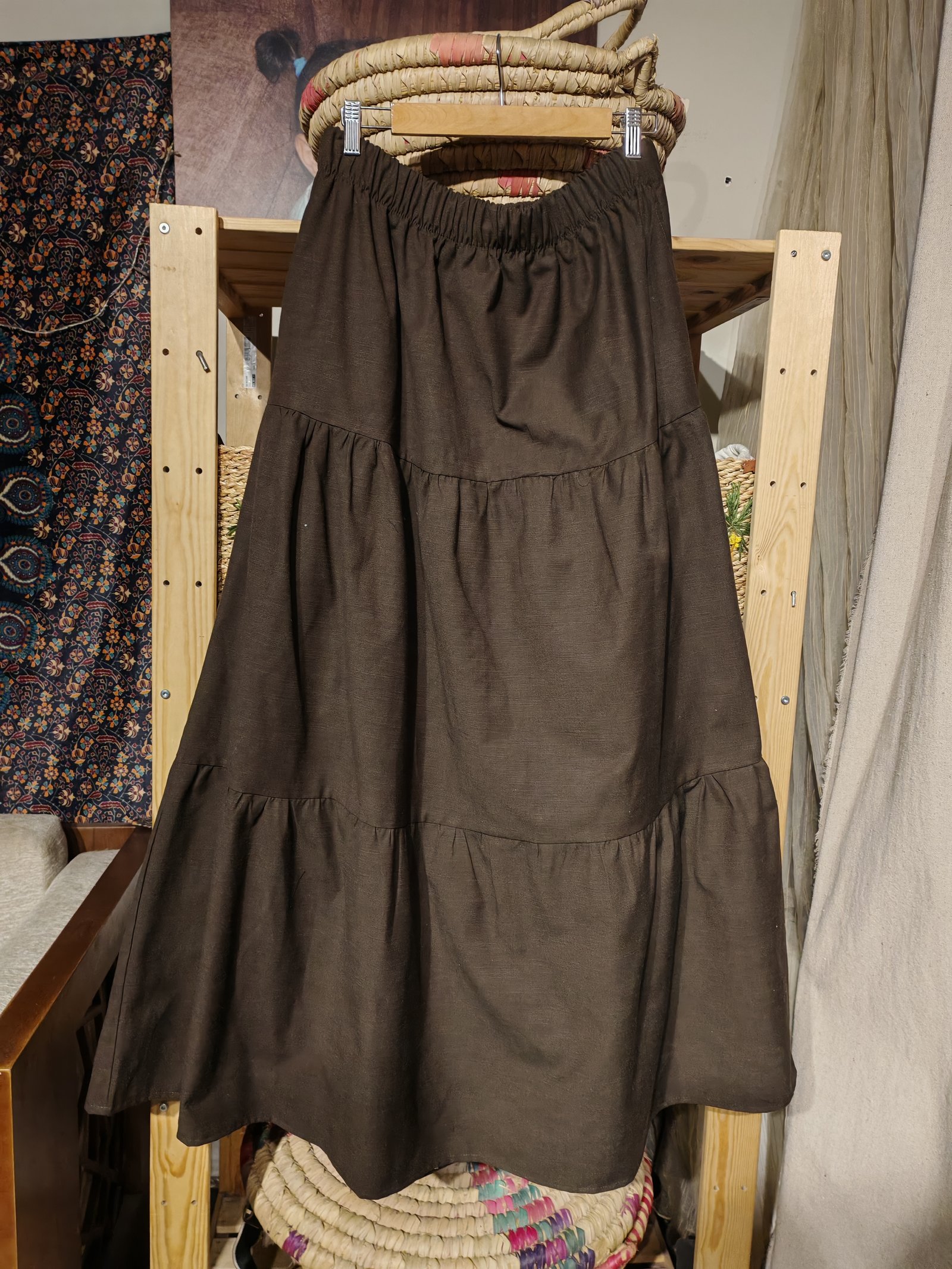 Boho Brown gabardin tiered skirt - Image 7
