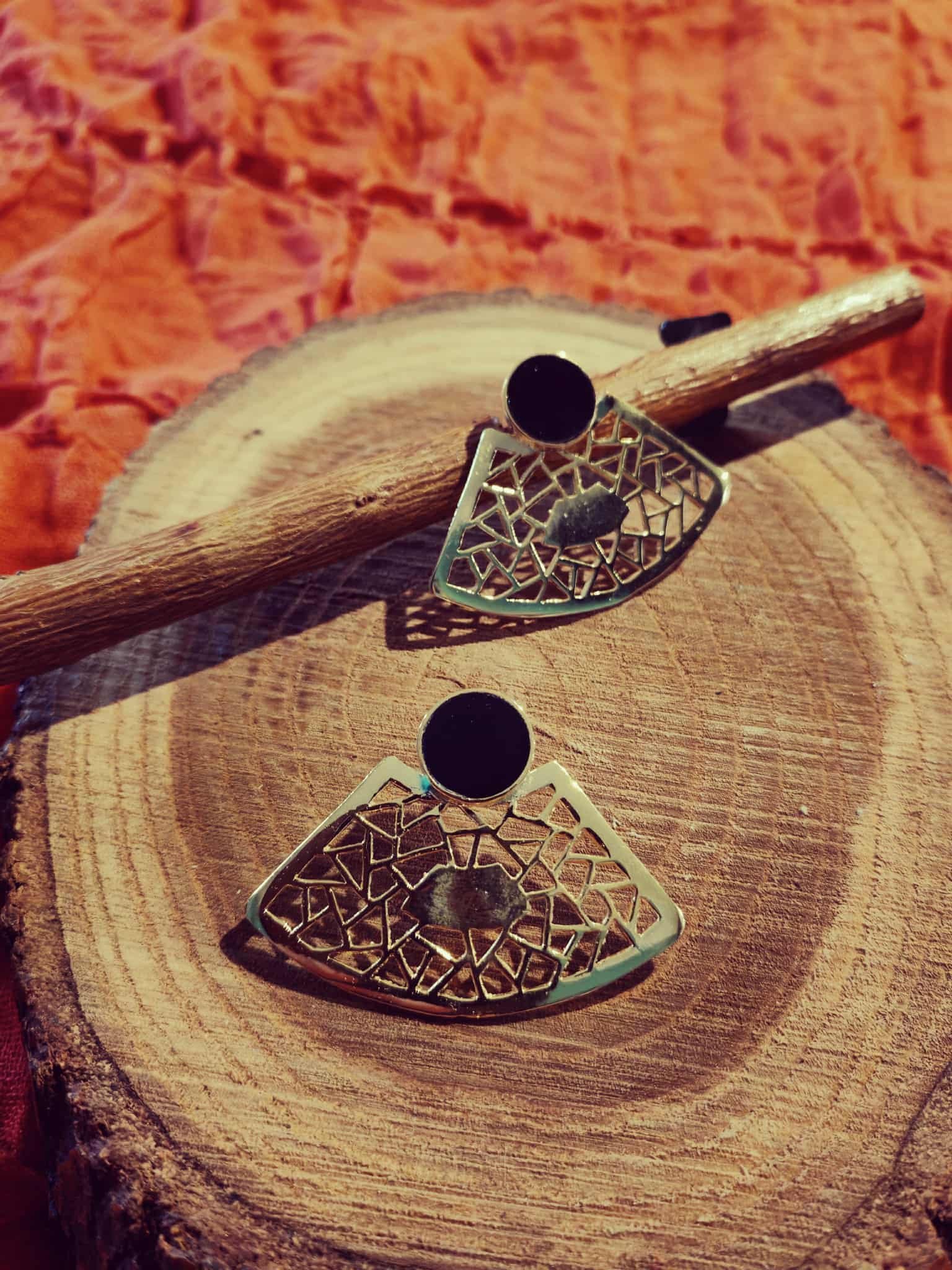 حلق نحاس طراز هندسي - Image 1