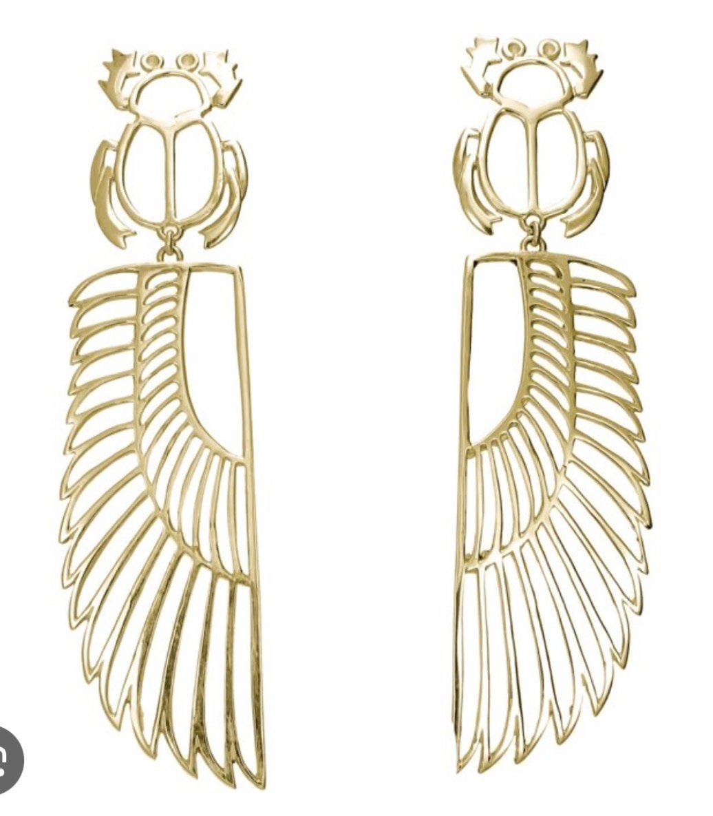 Scarab gold plated brass earrings - Image 4