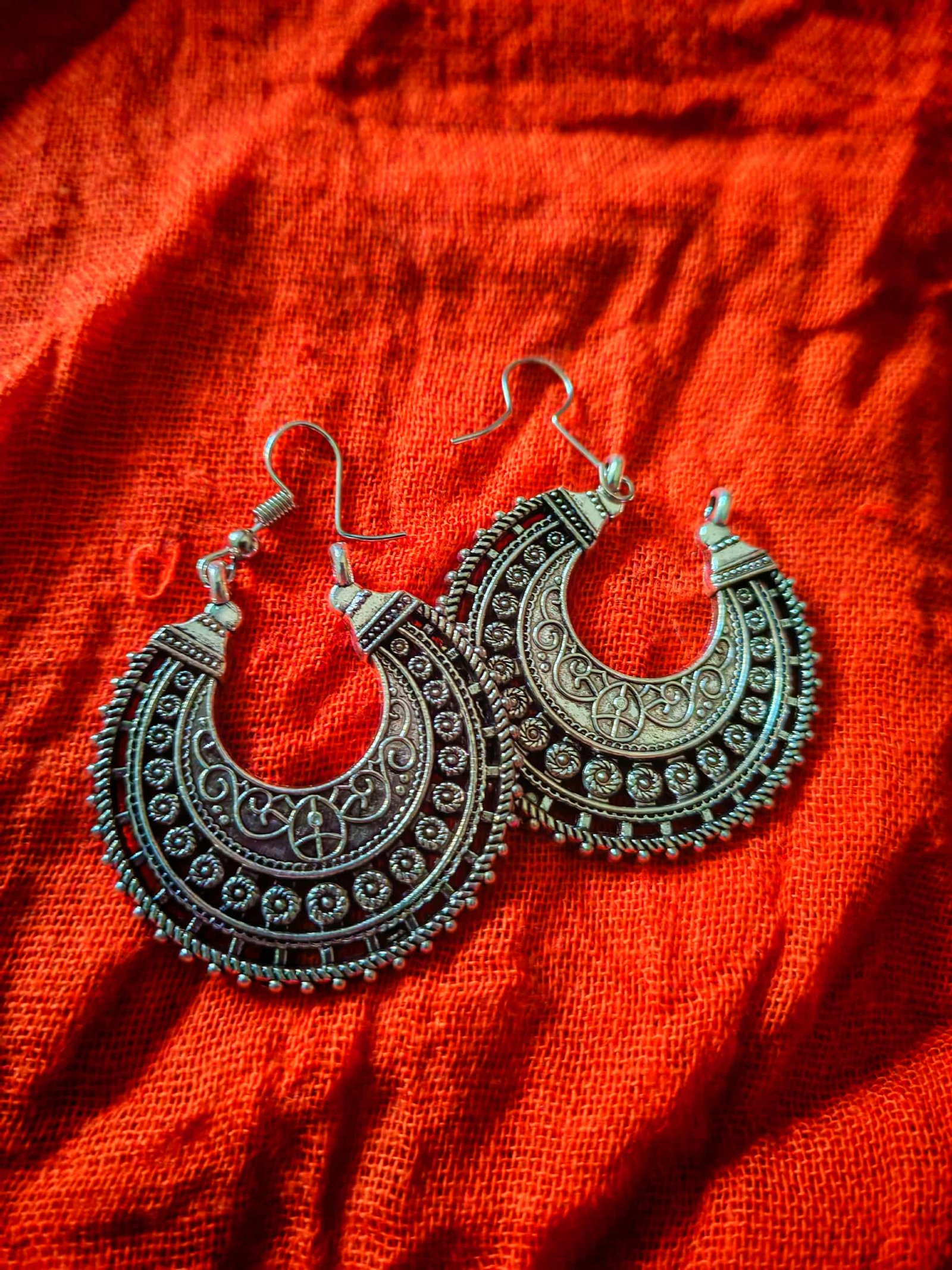 Silver color bohemian earrings - Image 1