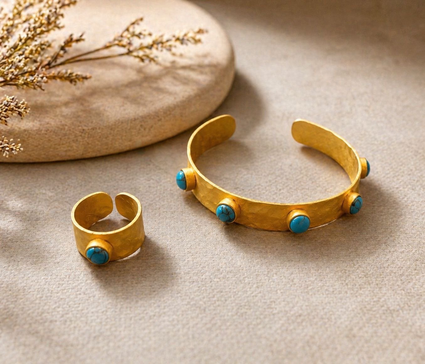 Brass 18k gold plated set - Image 1