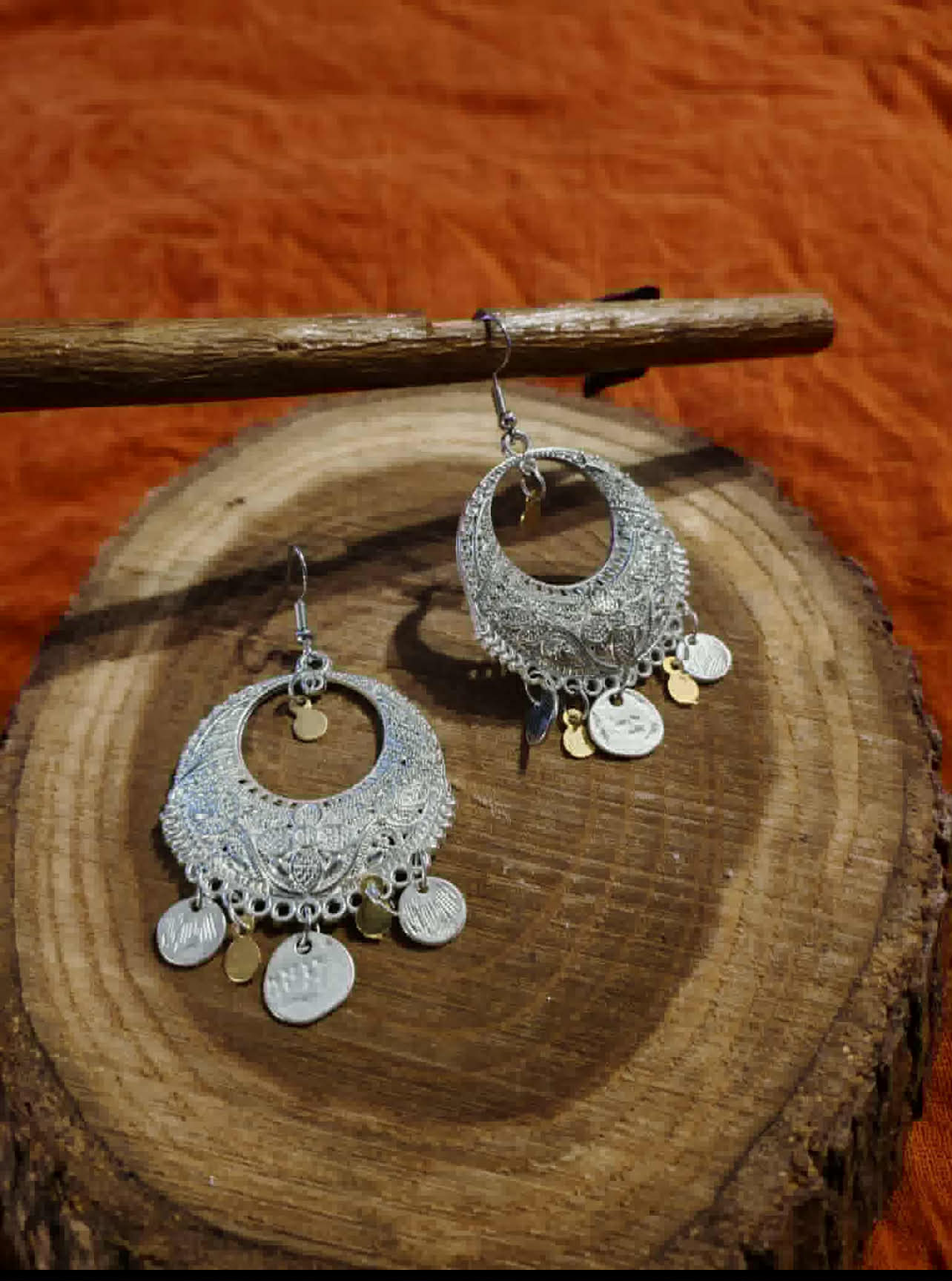 Chandbali silver plated earrings - Image 2