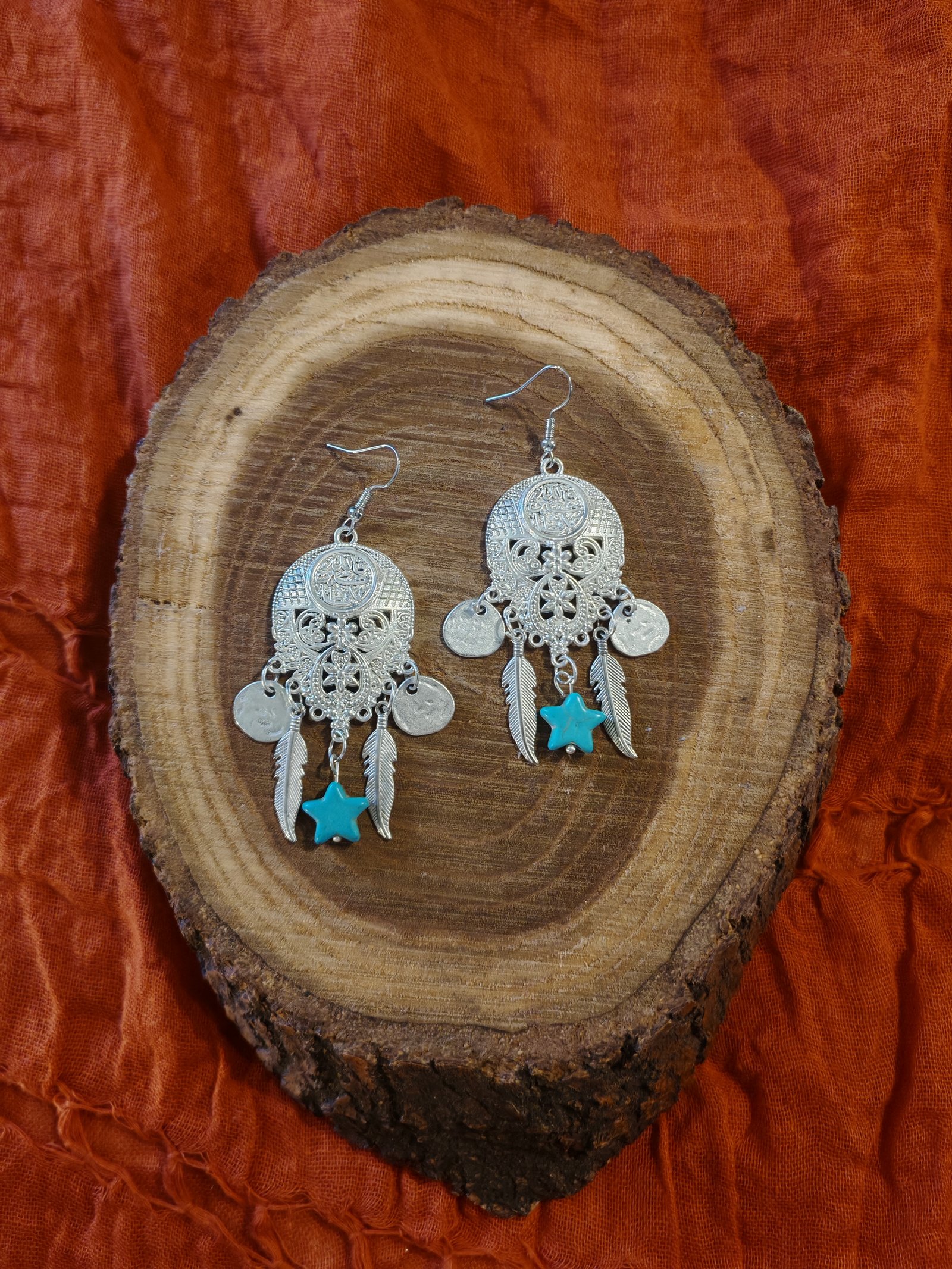 Silver plated boho style earrings - Image 2