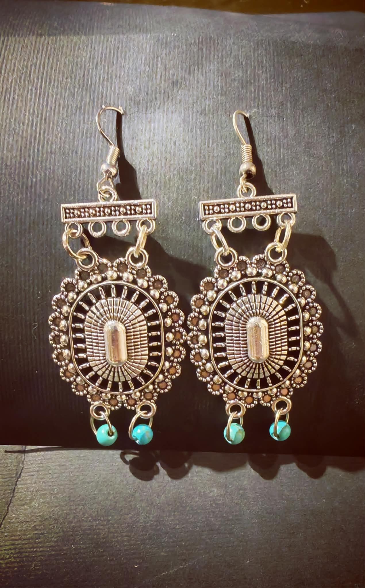 Long ethnic silver color earrings - Image 3