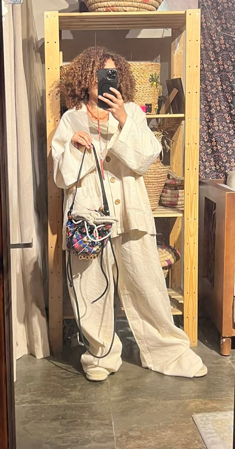 Boho linen free size off white suit - Image 4