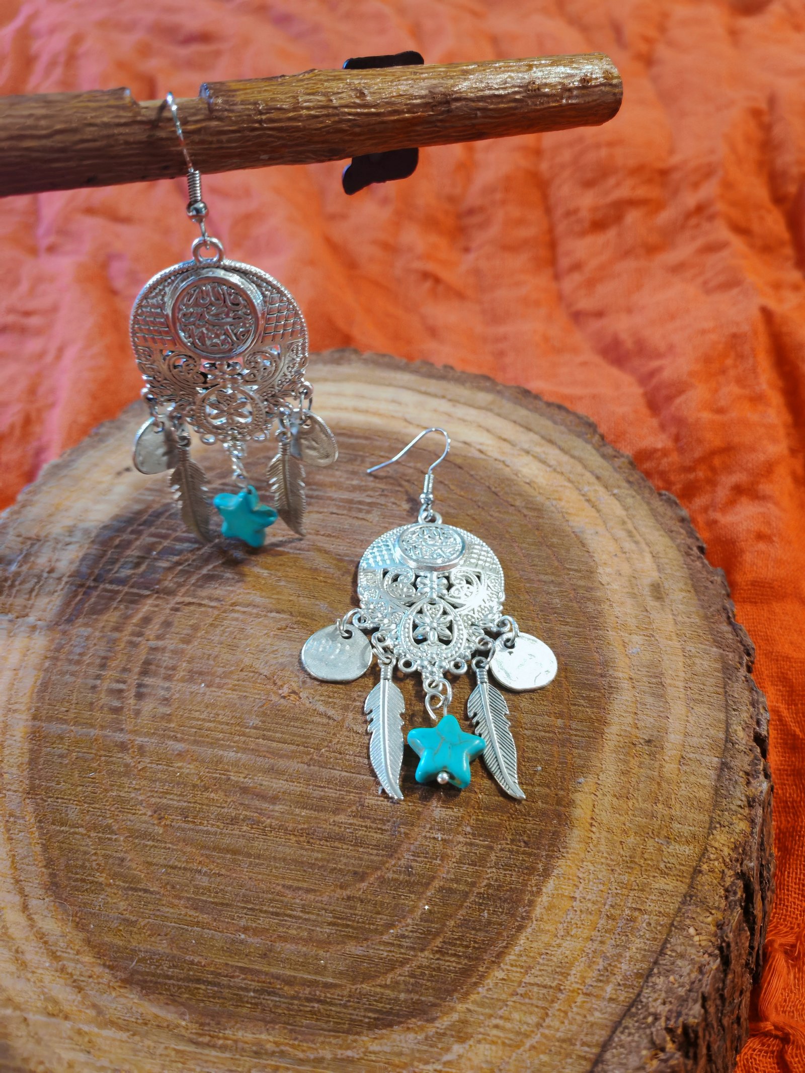 Silver plated boho style earrings - Image 3
