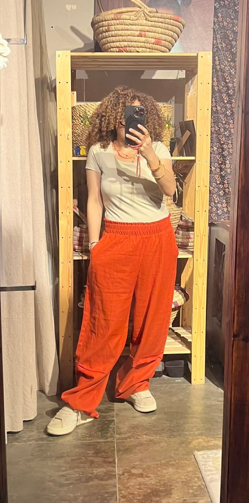 Boho orange linen free size till Large suit - Image 4