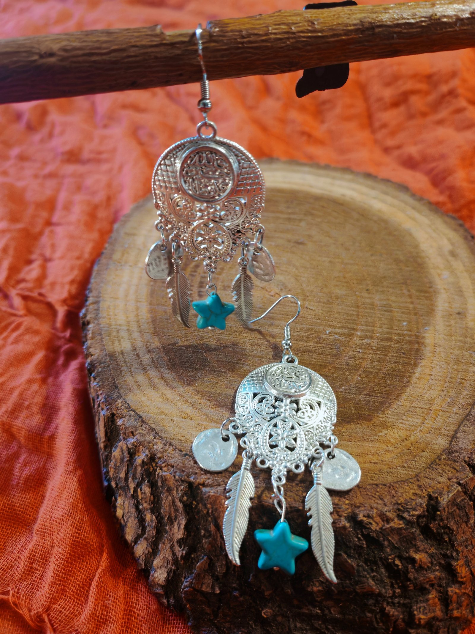 Silver plated boho style earrings - Image 4