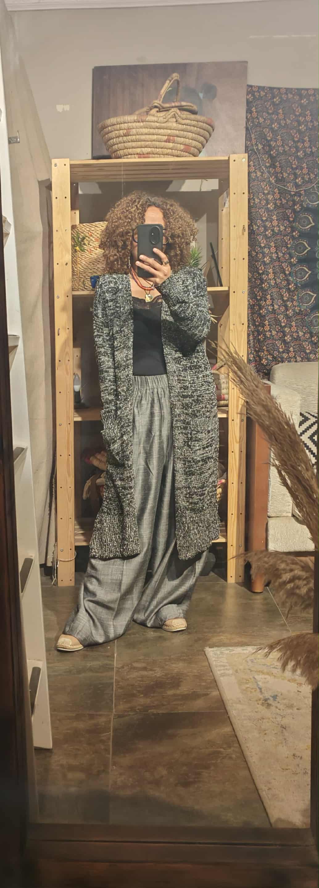 Wide leg gray pants - Image 3