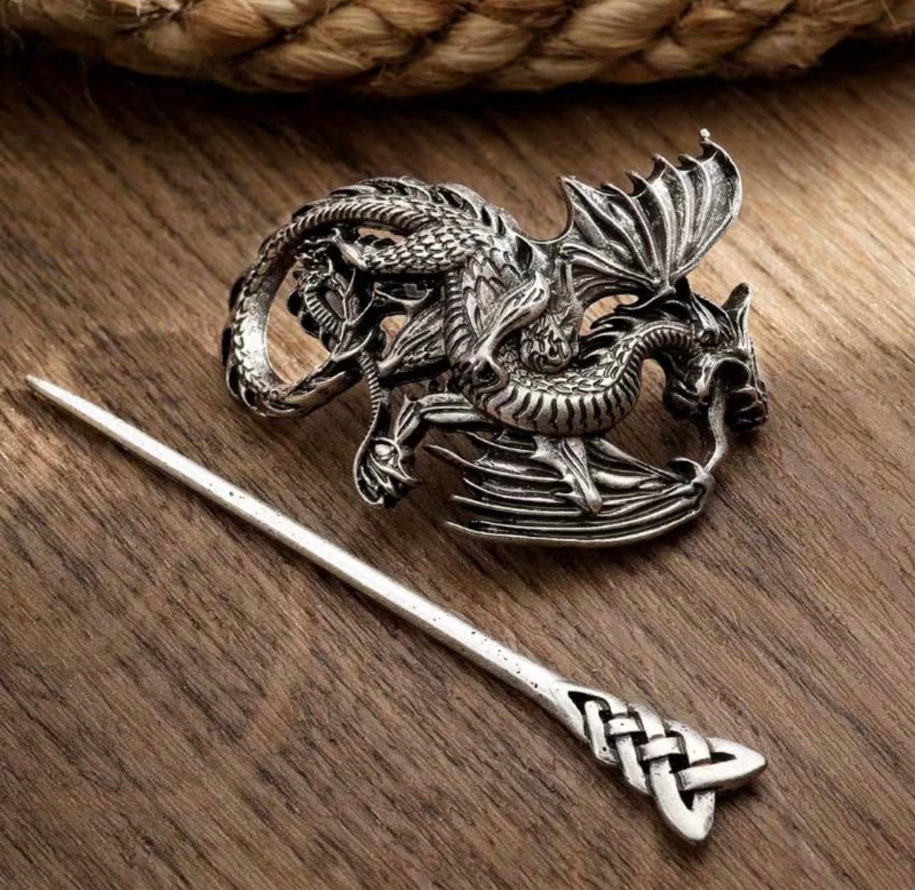 Viking Dragon Set ( Pin + Barrette ) - صورة 3