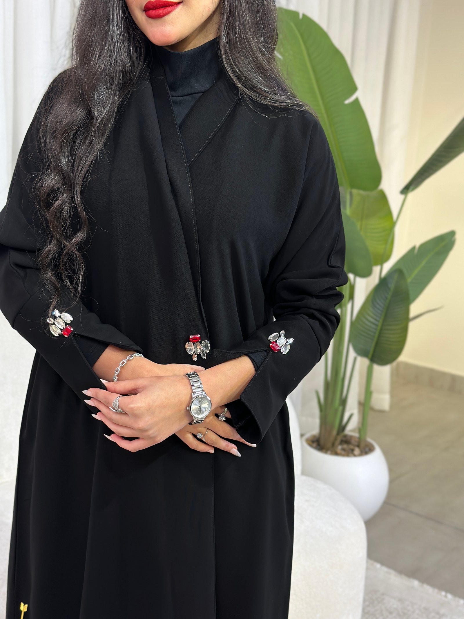 402# عباية كريستال احمر - صورة 2