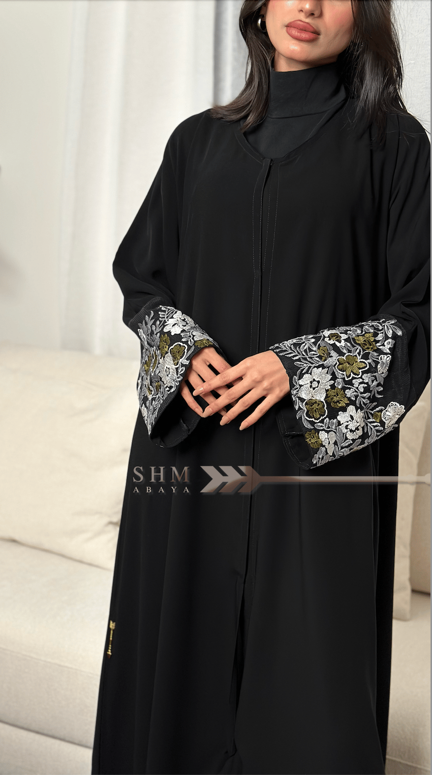 عباية تطريز خيوط على الاطراف - صورة 3