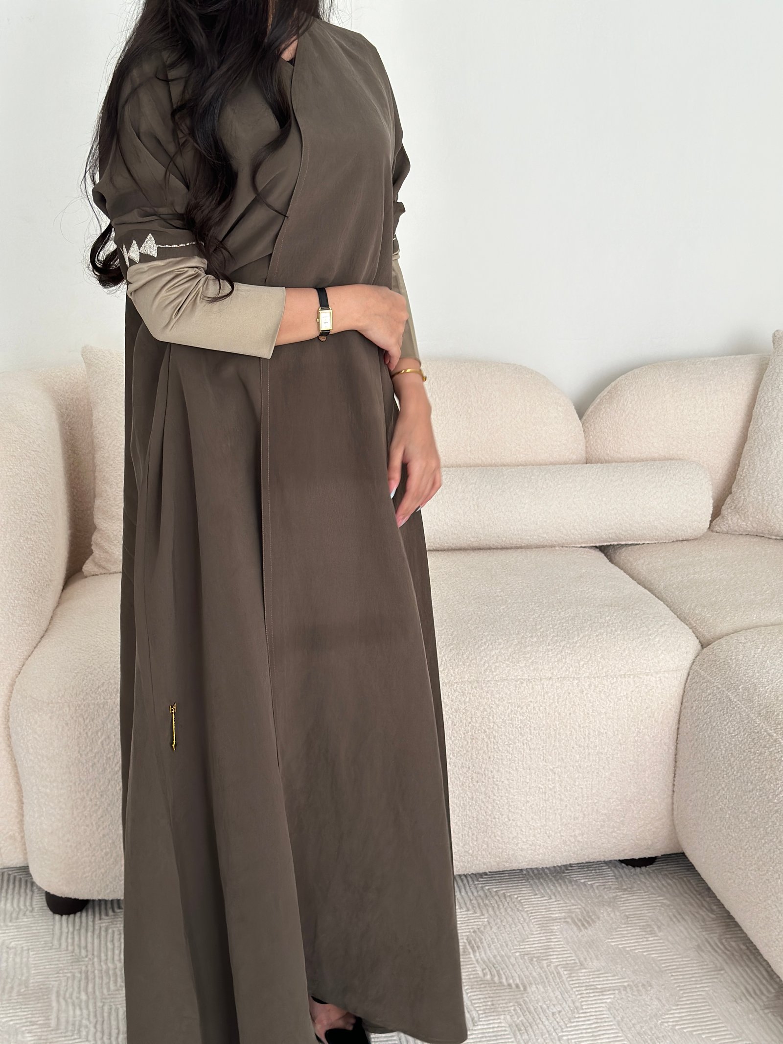 604# عباية حرير رمادي - صورة 3