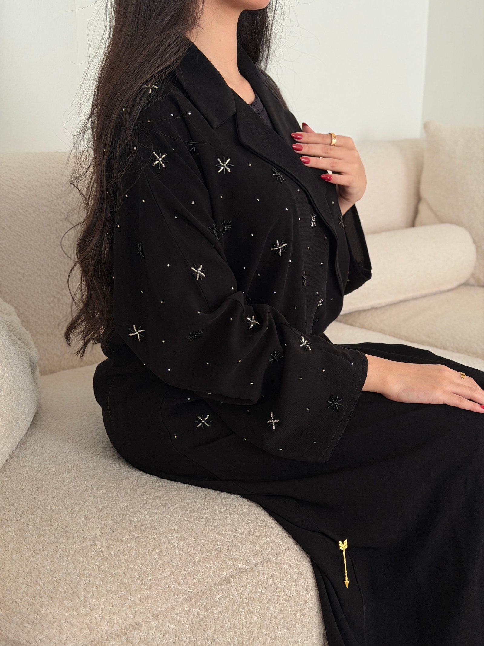 706# عباية سوداء مع شك نجوم - صورة 2