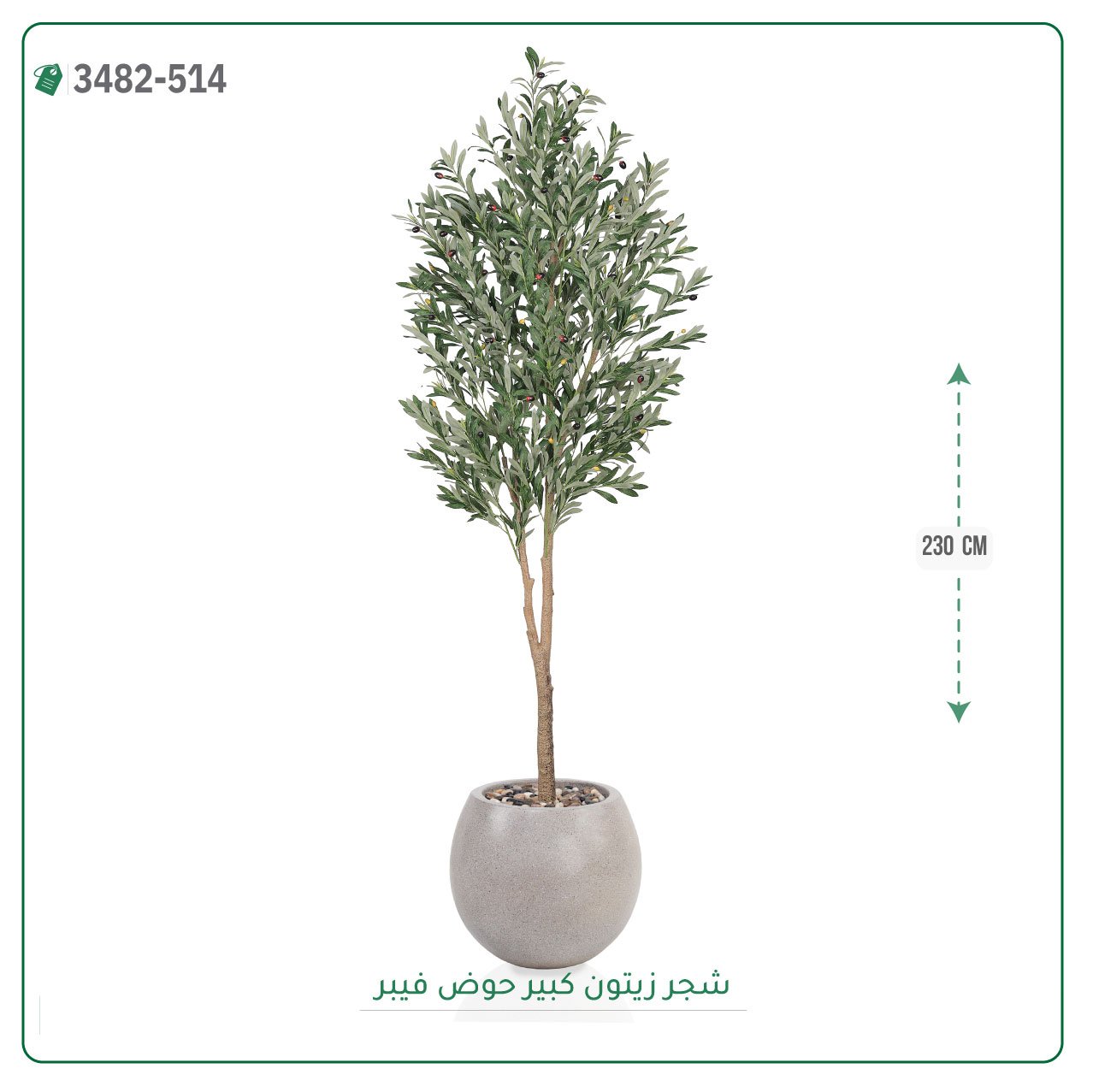 شجرة زيتون صناعية حوض بلاستك { ارتفاع 230 سم } - صورة 3