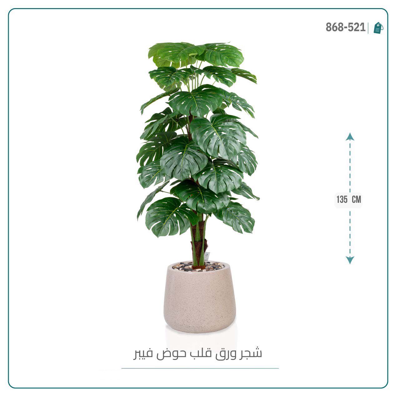 شجرة ورق قلب { ألوكاسيا }  الاصطناعية بمركن فيبر بيضاوى - صورة 2