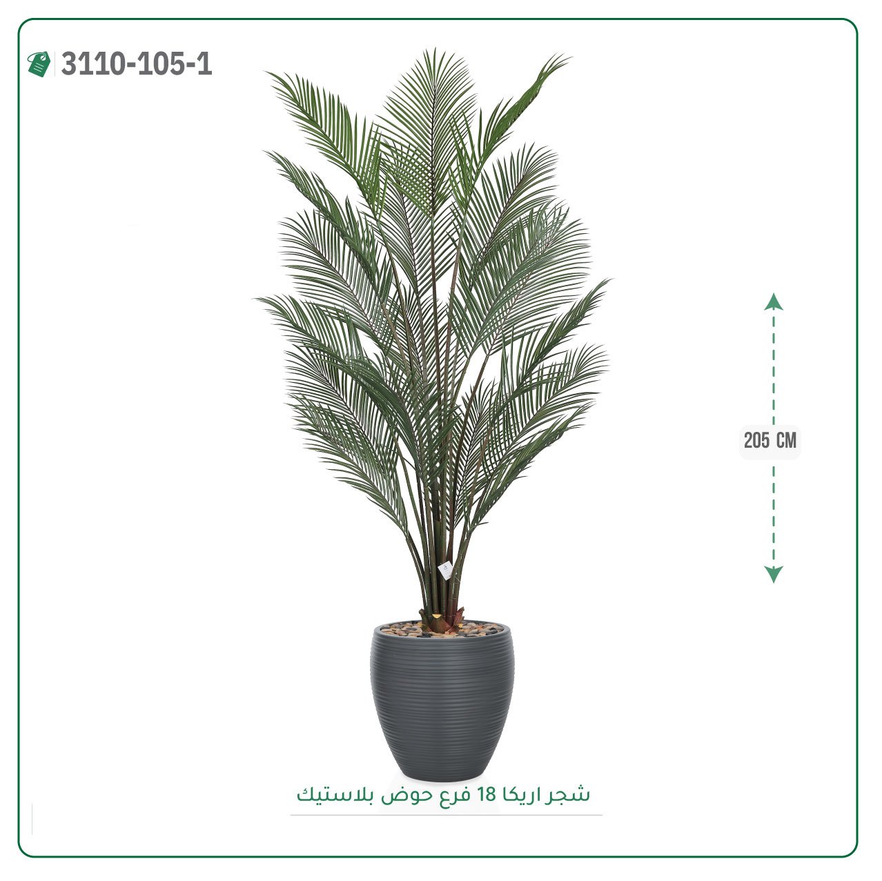 شجر اريكا صناعية حوض بلاستيك  { ارتفاع 205 سم } - صورة 5