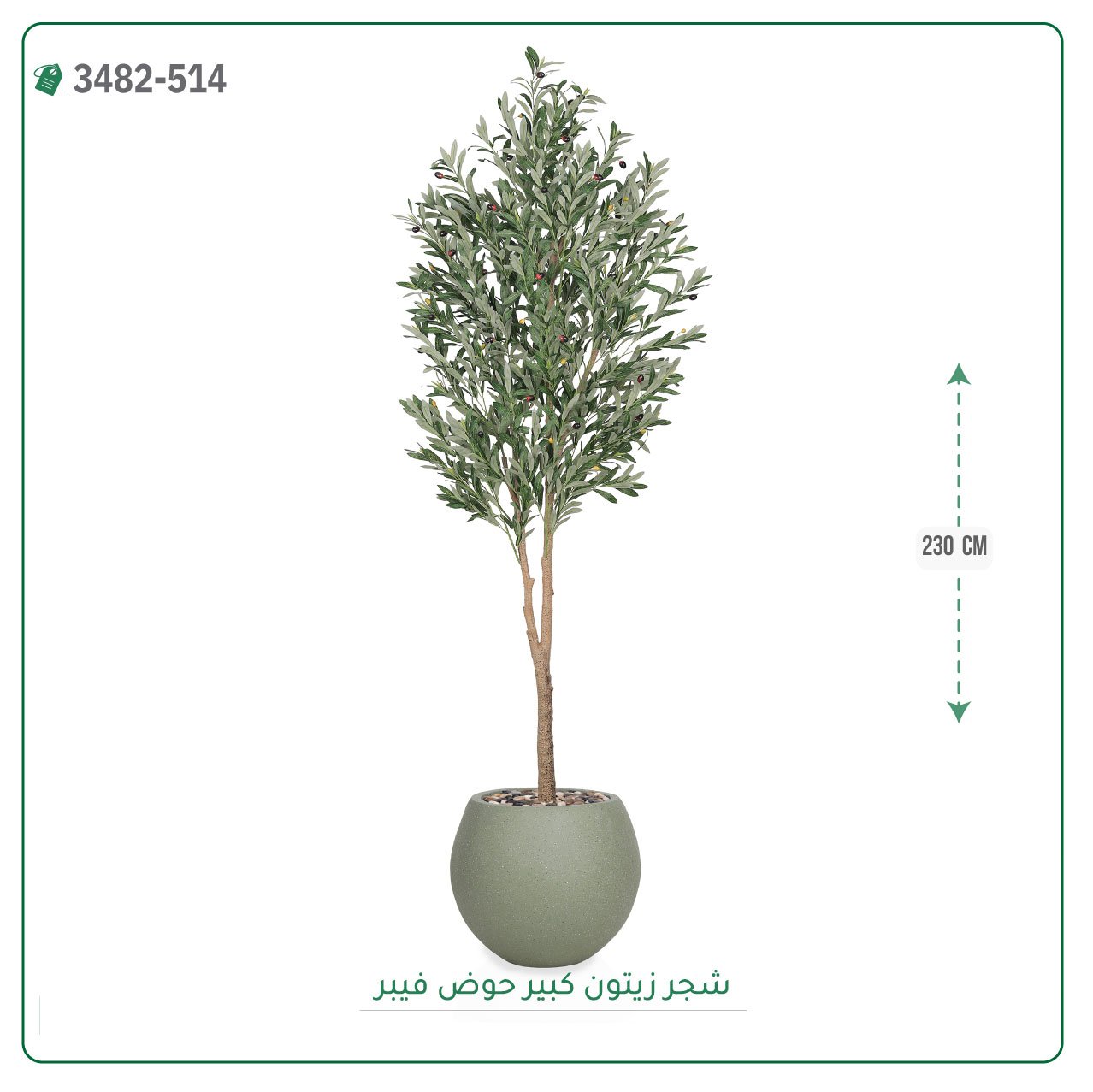 شجرة زيتون صناعية حوض بلاستك { ارتفاع 230 سم } - صورة 2
