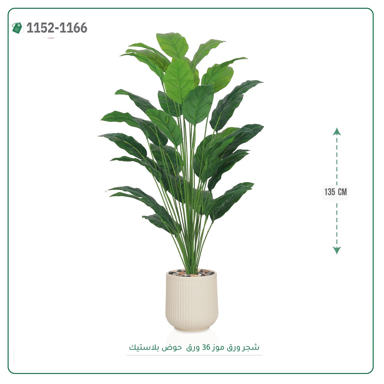 شجر ورق موز صناعية حوض بلاستك { ارتفاع 135 سم } - Image 4