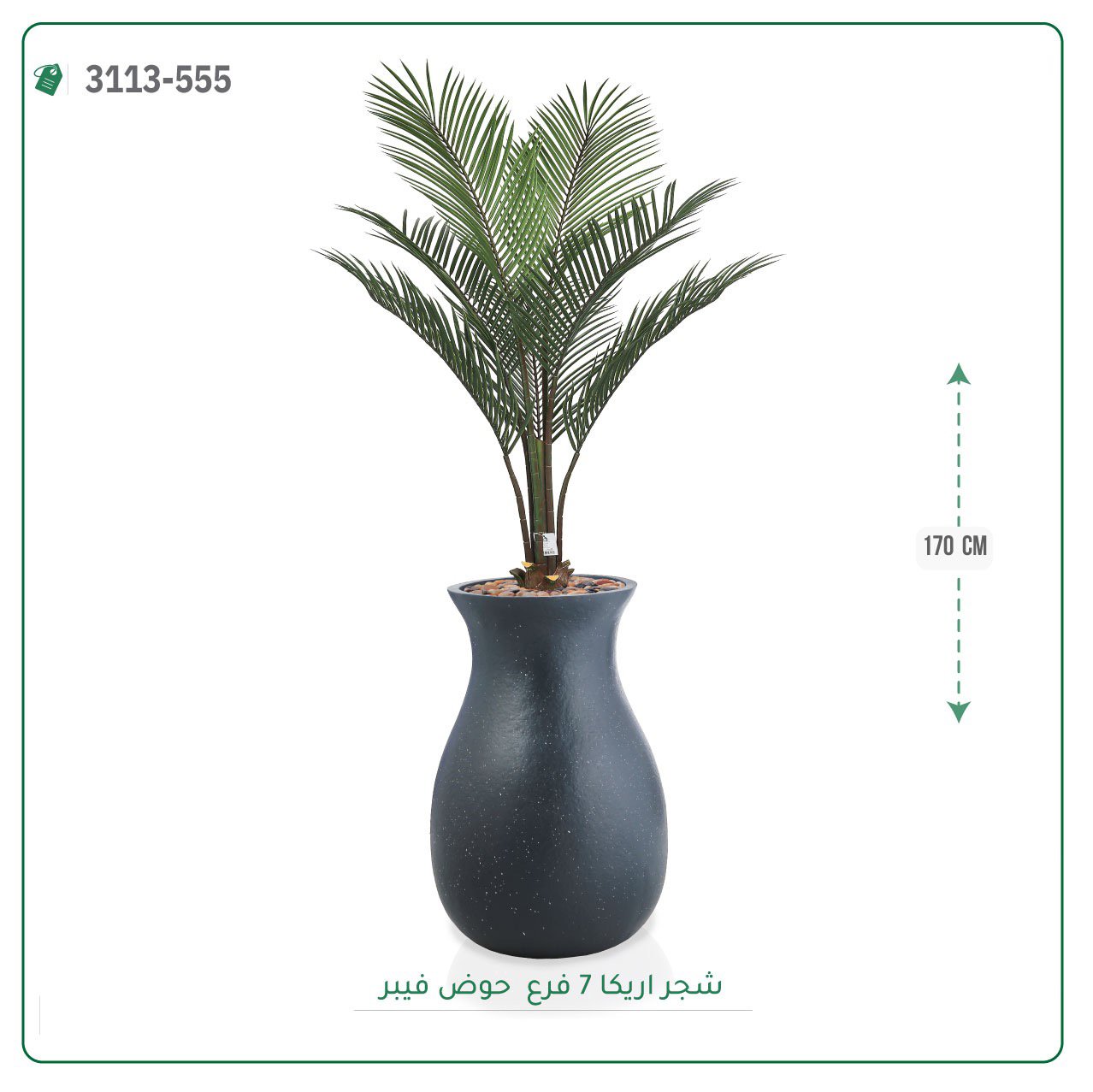 شجر أريكا بمركن فيبر على شكل زير {7 فروع }  ارتفاع { 160 سم } - صورة 5
