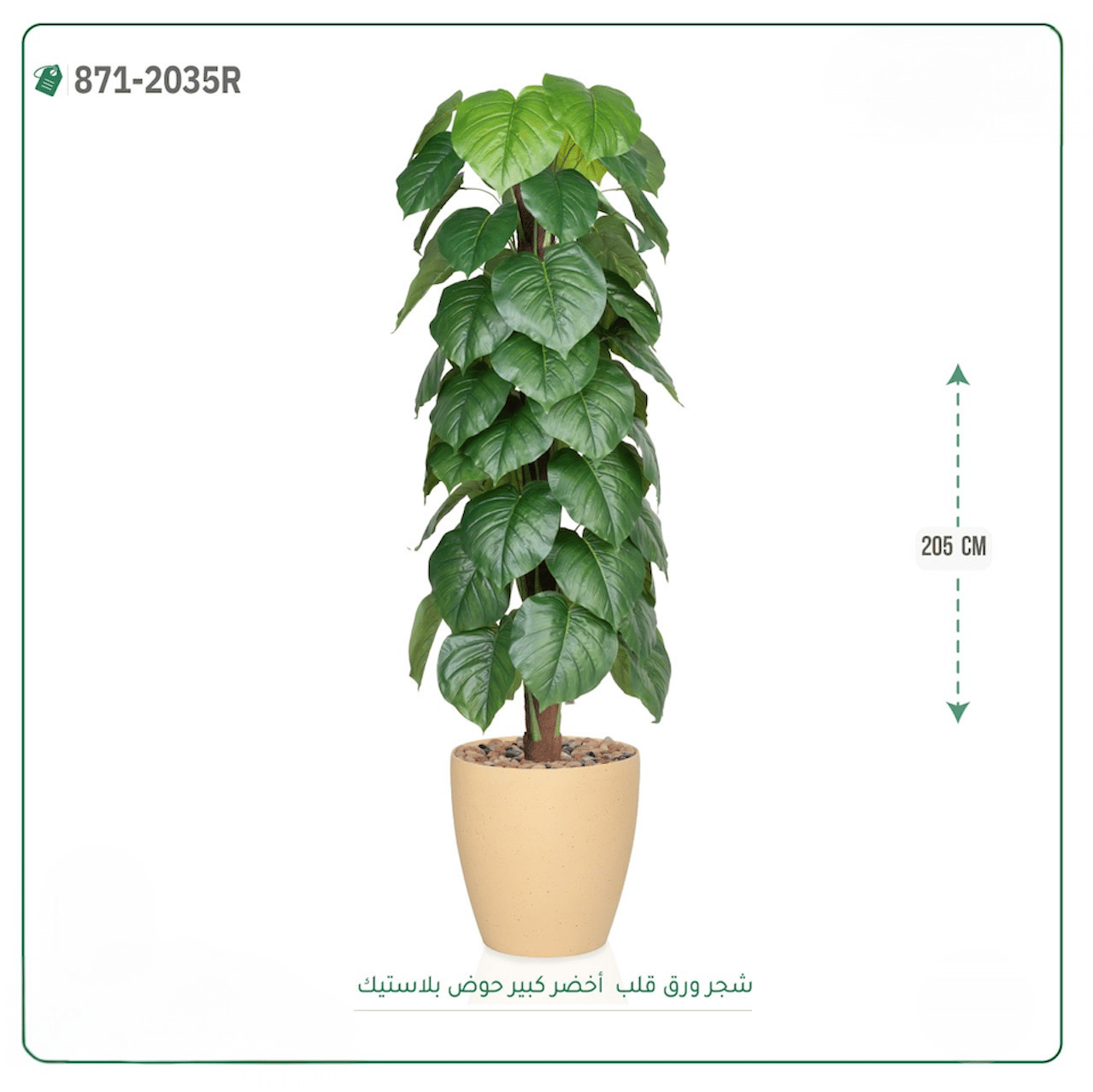 شجرة ورق قلب اصطناعية  حوض بلاستيك { ارتفاع 205 سم } - صورة 3