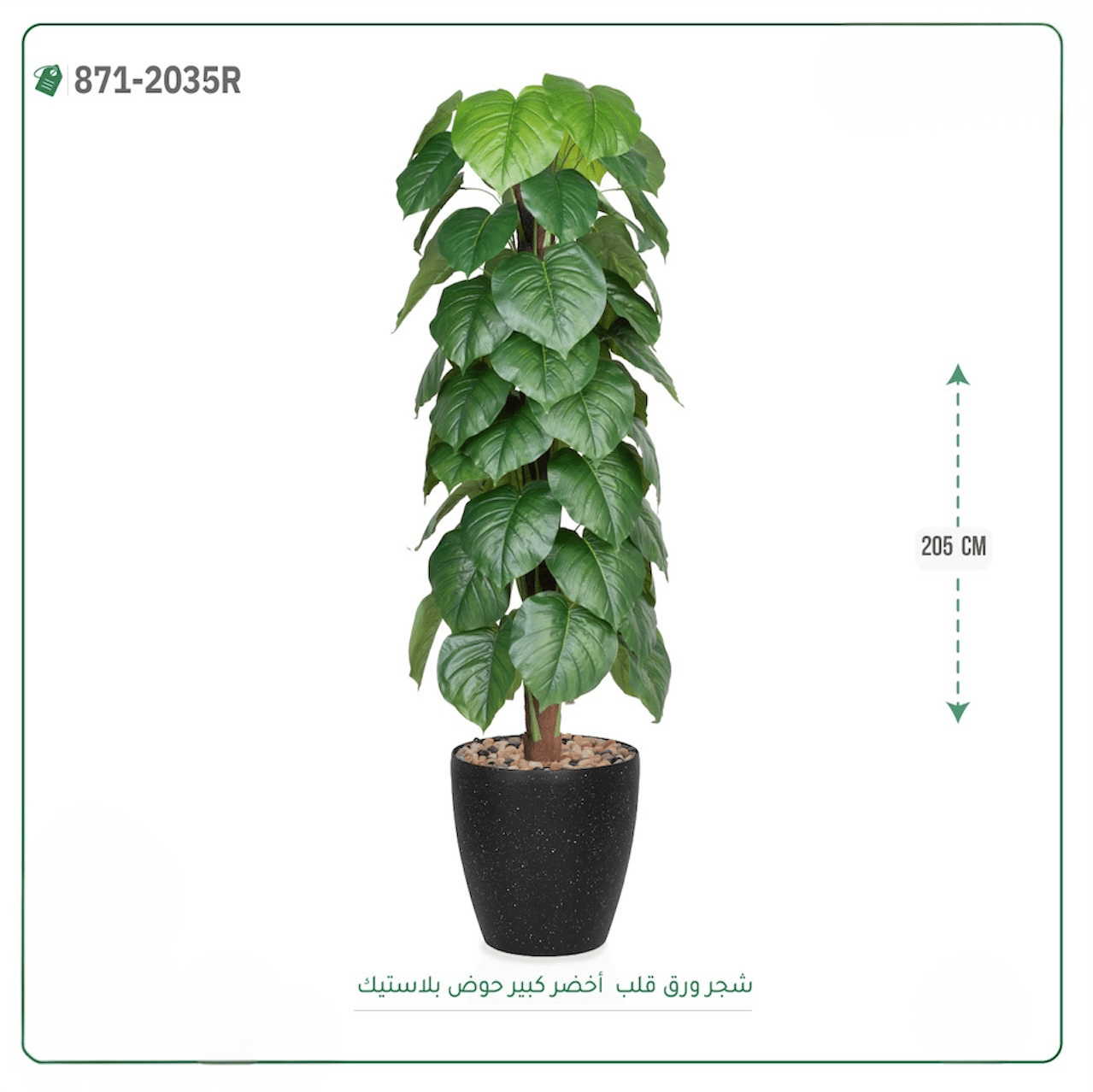 شجرة ورق قلب اصطناعية  حوض بلاستيك { ارتفاع 205 سم } - صورة 4