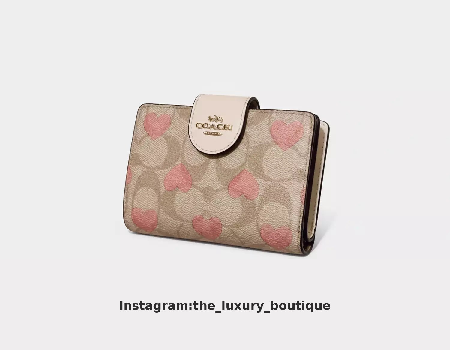 Medium Corner Zip Wallet pink hearts - Image 1