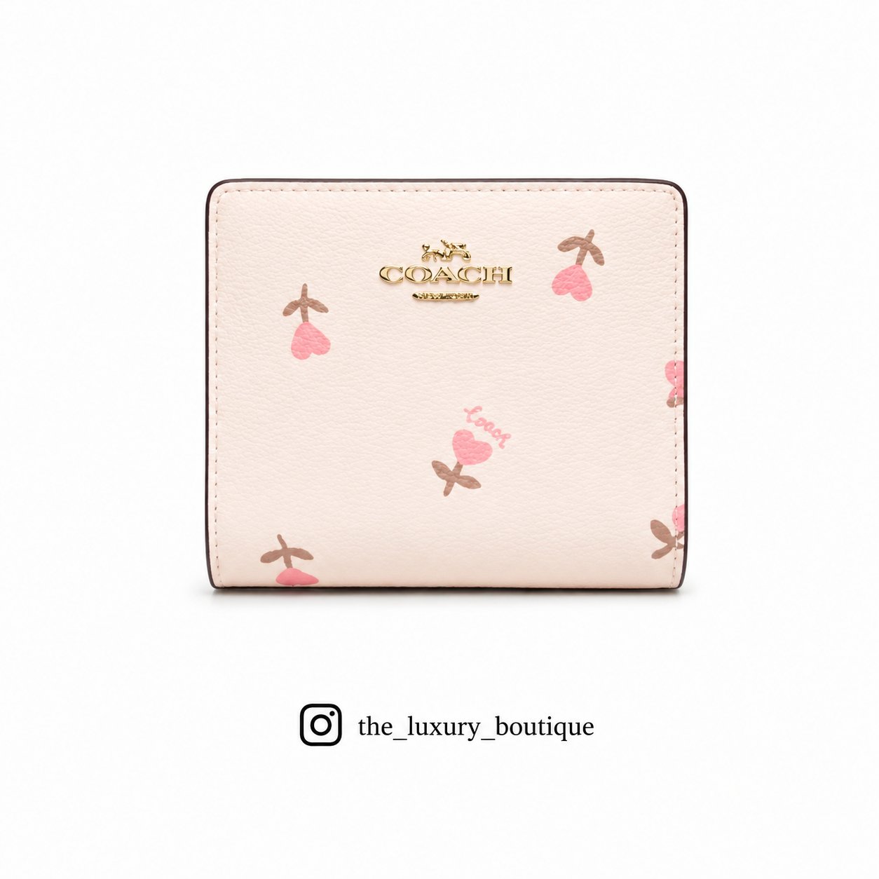 Snap Wallet In White with hearts - Image 1