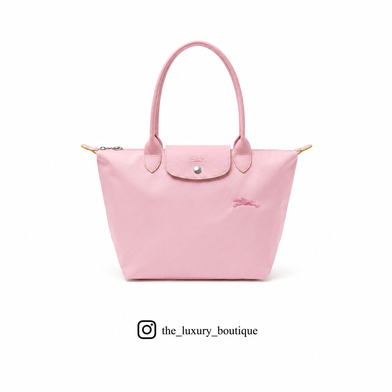 Longchamp green line medium size in baby pink - Image 1