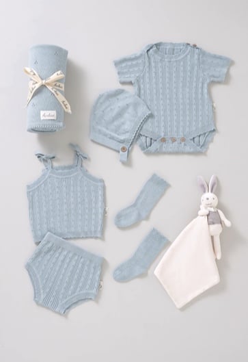 Blue Pointelle Set | طقم بوانتيل أزرق - صورة 1