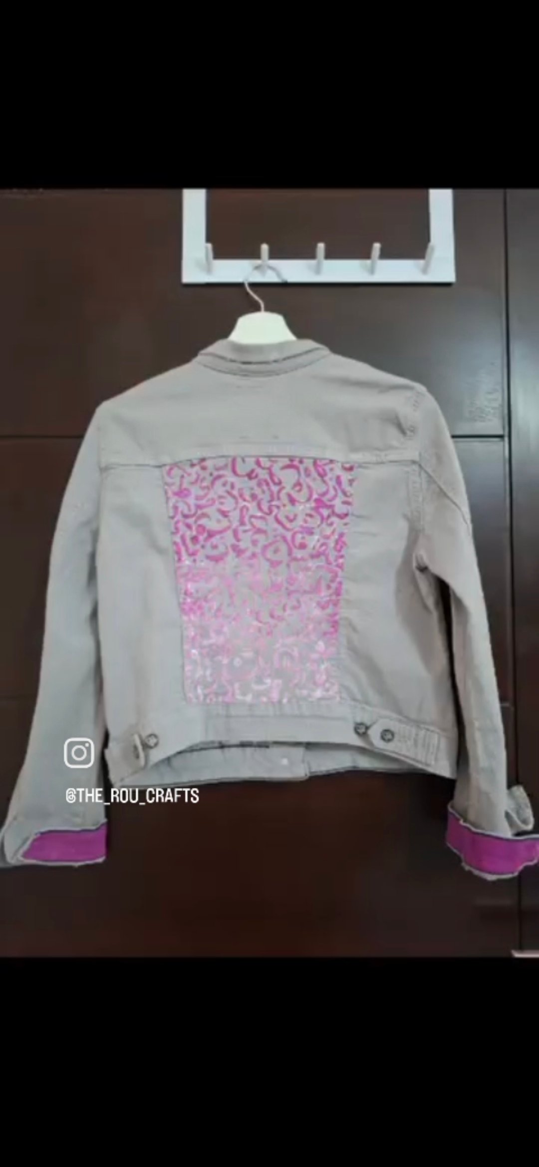 Fushia Calligraphy Denim jacket (ReLoved) - Image 6