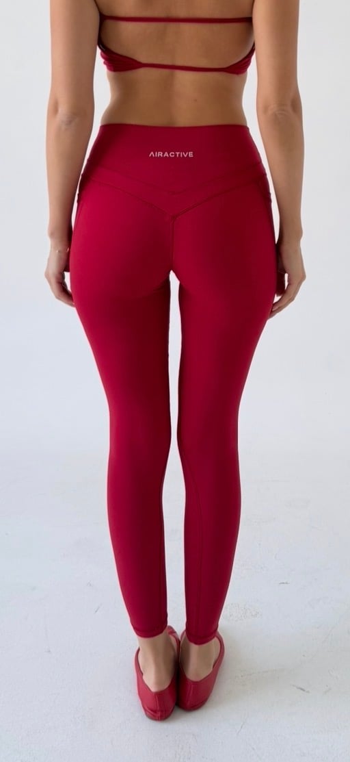 High-Waisted Leggings - Ruby Red - Image 2