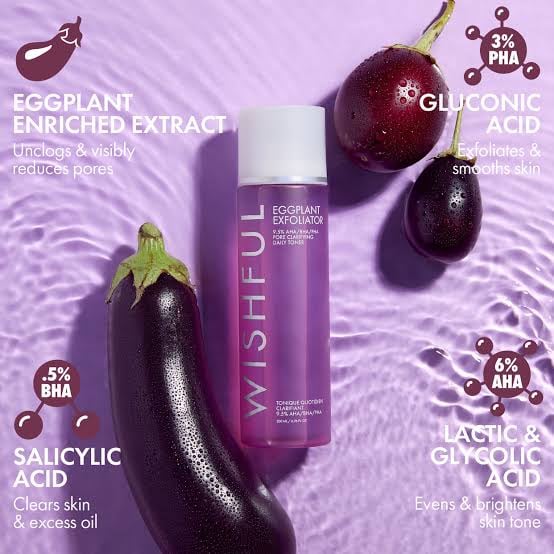 WISHFUL Eggplant Exfoliator: 9.5% AHA, BHA & PHA Pore Clarifying Daily Toner - Image 6
