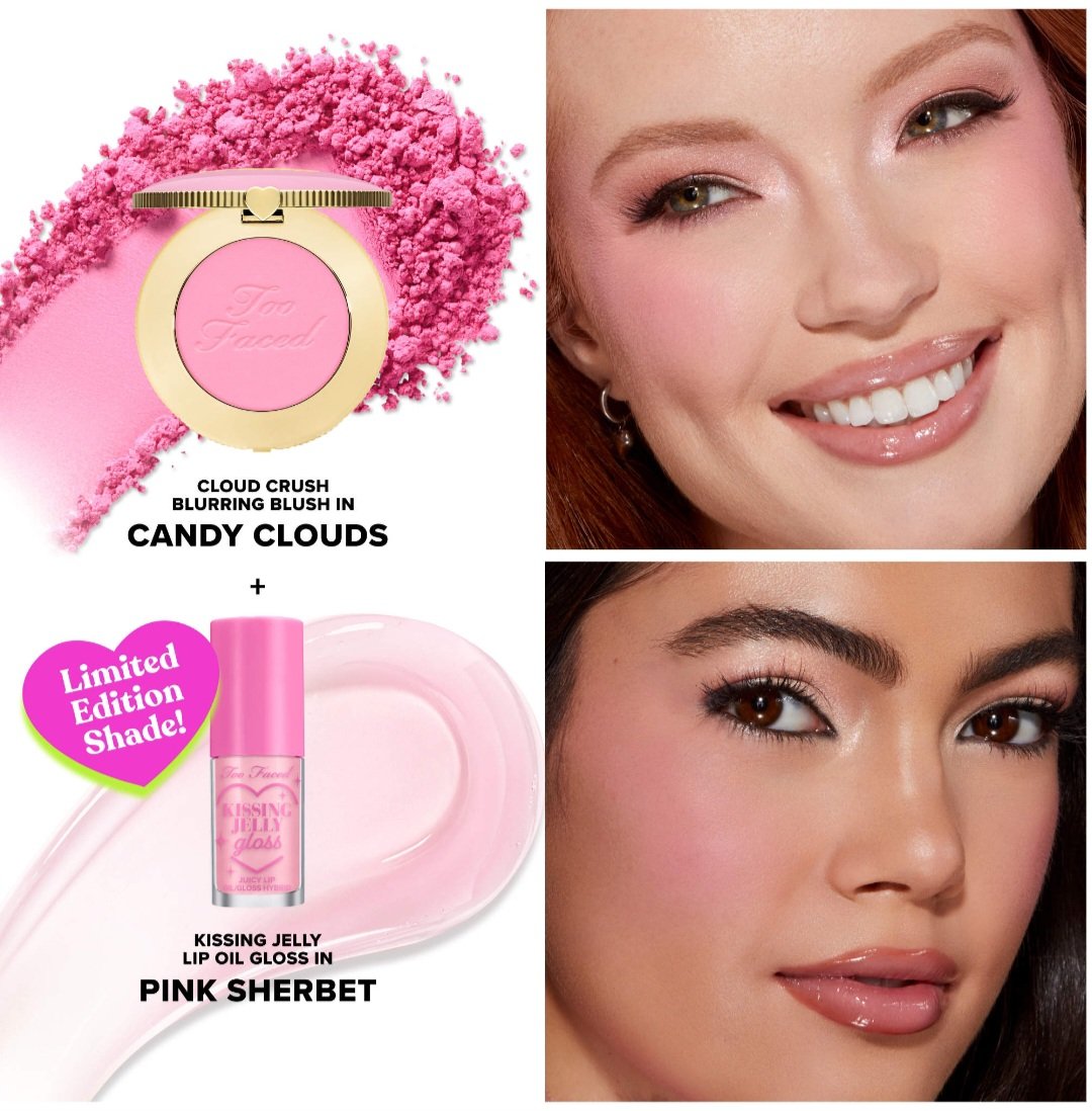 Too Faced Dream A Little Dream Makeup Gift Set: Cloud Crush Blush & Kissing Jelly Lip Oil - Image 2