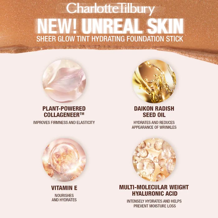 Charlotte Tilbury Unreal Skin Sheer Glow Tint Hydrating Foundation Stick fair 1 - صورة 8