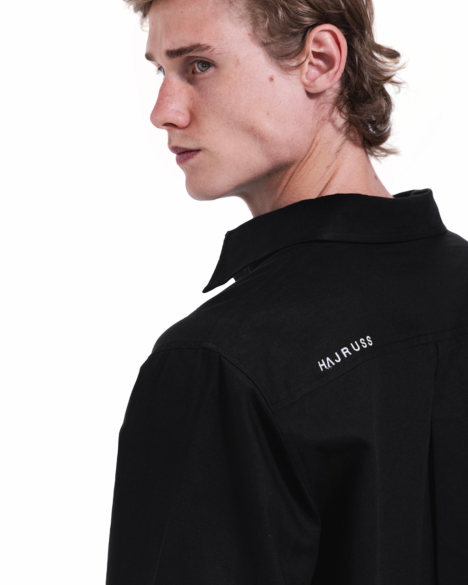 Black Long Sleeve Linen Shirt - Image 2