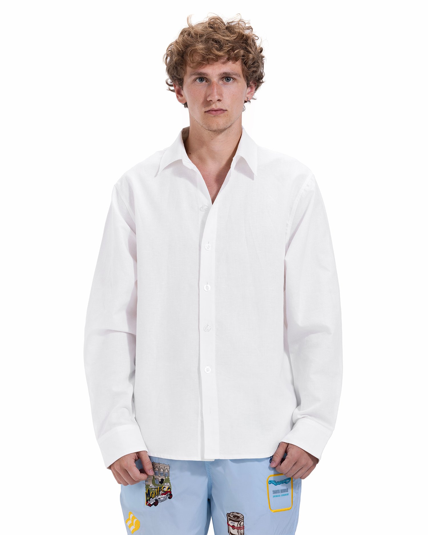 White Long Sleeve Linen Shirt - Image 1