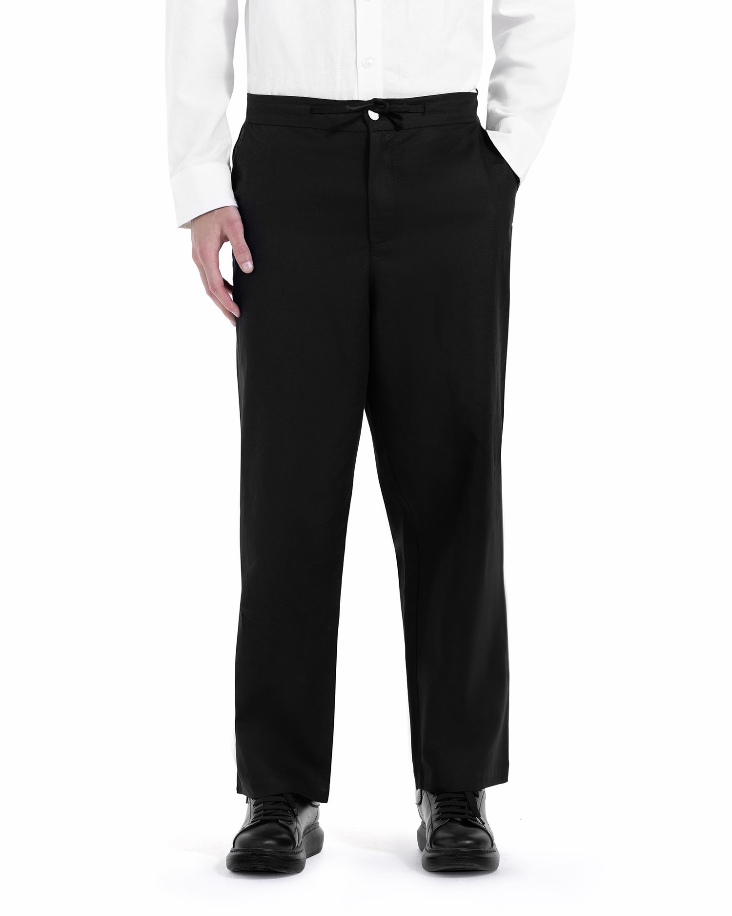 Black Linen Pants - Image 1