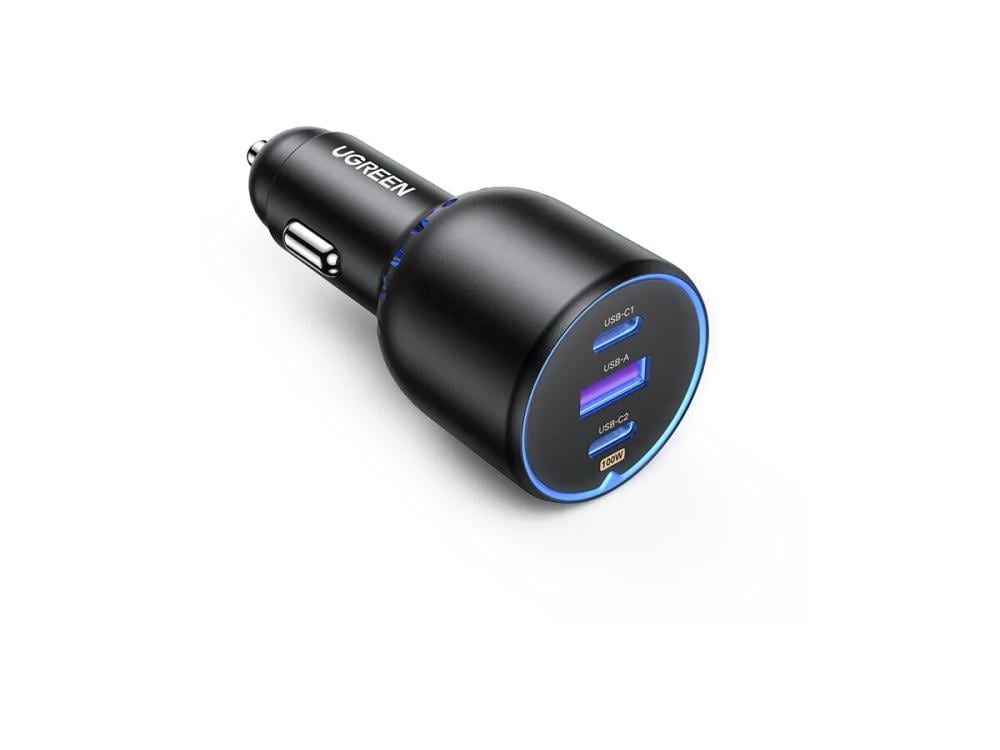 شاحن سيارة يوجرين 130 واط بمنفذين PD ومنفذ USB - رمادي - صورة 2