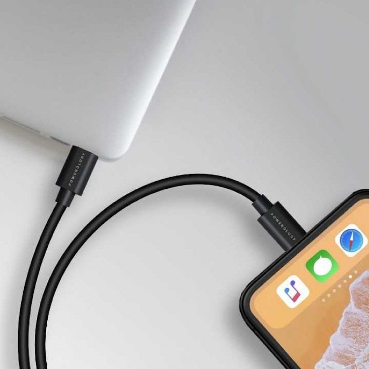 كيبل شحن للايفون Type-C to Lightning نايلون بطول 3 متر من باور اولوجي - اسود - صورة 2