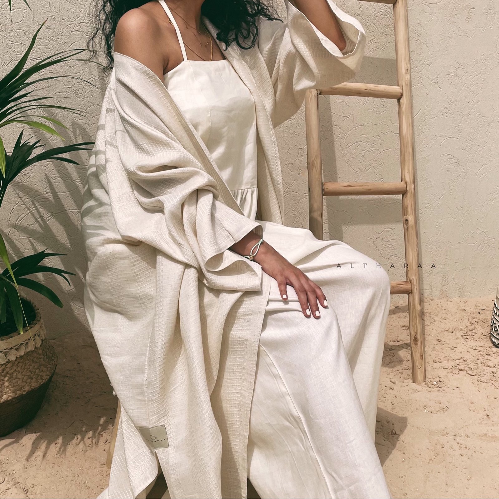  Creamy Linen Jumpsuit Set  - صورة 2